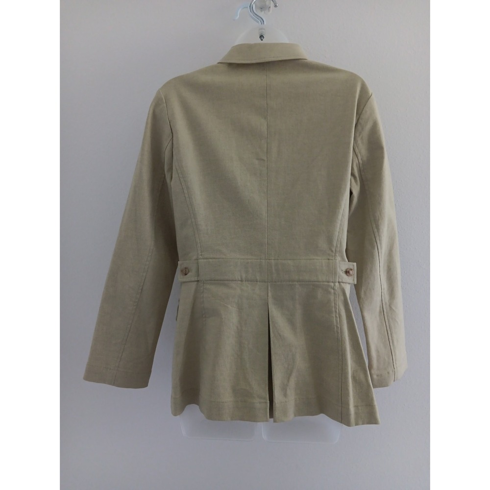 Sigrid Olsen‎ Jacket Women Medium Blazer Sporty Coat Green Safari 100% Cotton - Picture 4 of 11